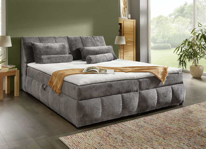 Betten - Boxspringbett mit Stauraum im Kopfteil und Bettkasten, in Farbe GRAFIT Ansicht 1