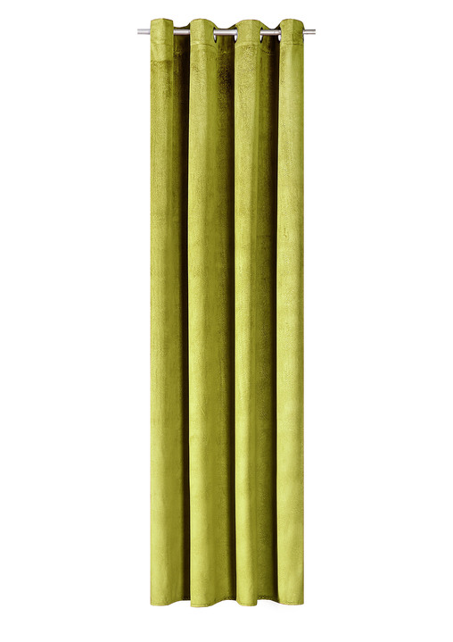 Klassisch - Energiespar-Verdunkelungsschals in Samtoptik, in Größe 364 (H150xB140 cm) bis 436 (H245xB140 cm), in Farbe GRÜN, in Ausführung mit Ösen Ansicht 1