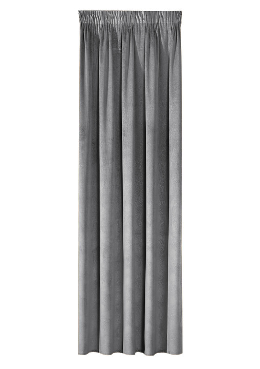 Klassisch - Energiespar-Verdunkelungsschals in Samtoptik, in Größe 364 (H150xB140 cm) bis 436 (H245xB140 cm), in Farbe GRAU, in Ausführung Mit Universalschienenband Ansicht 1