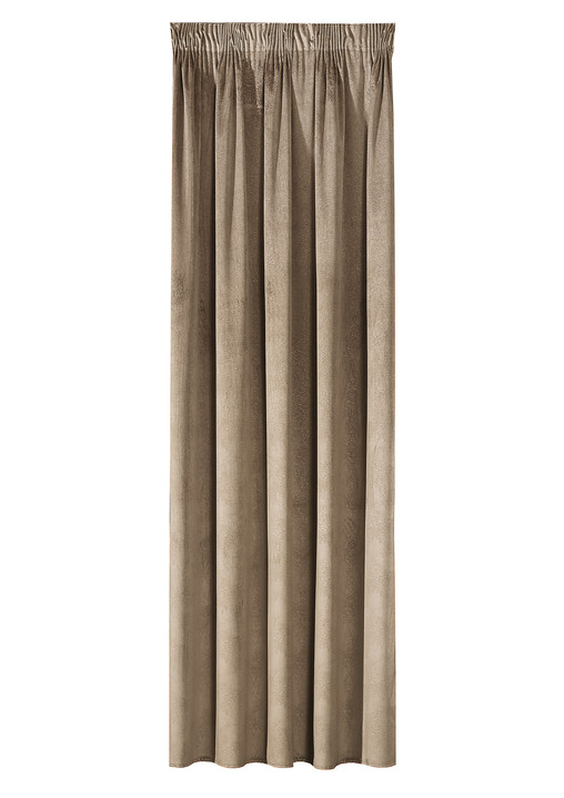 Klassisch - Energiespar-Verdunkelungsschals in Samtoptik, in Größe 364 (H150xB140 cm) bis 436 (H245xB140 cm), in Farbe TAUPE, in Ausführung mit Universalschienenband Ansicht 1