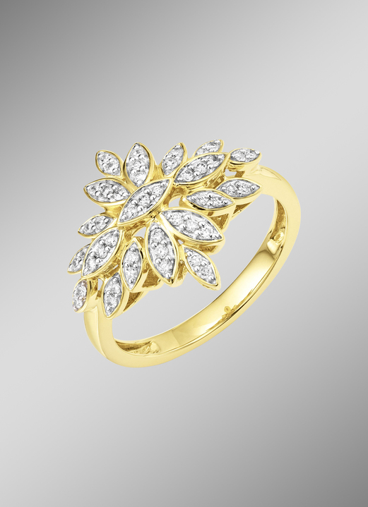 mit Diamanten - Damenring im Blumendesign mit 45 Brillanten, in Größe 160 bis 220, in Farbe  Ansicht 1