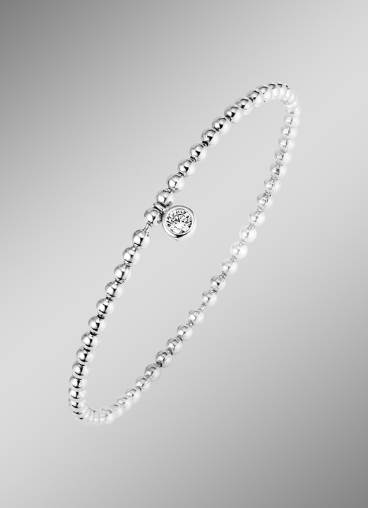 Halsketten & Armbänder - Kugelketten-Armband aus Silber 925/- fein mit 1 synth. Zirkonia, in Farbe  Ansicht 1