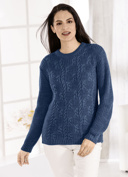 Pullover - Pullover in Strickmix, in Größe 036 bis 052, in Farbe NACHTBLAU Ansicht 1