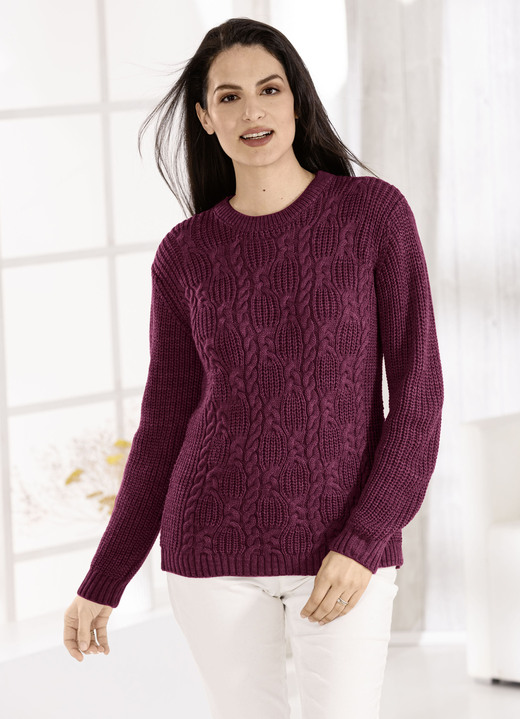 Pullover - Pullover in Strickmix, in Größe 036 bis 052, in Farbe WEINROT Ansicht 1