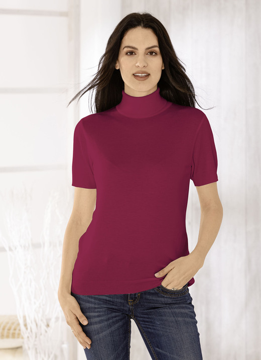 Pullover - Pulli in edel glänzender Qualität, in Größe 036 bis 052, in Farbe ROT Ansicht 1