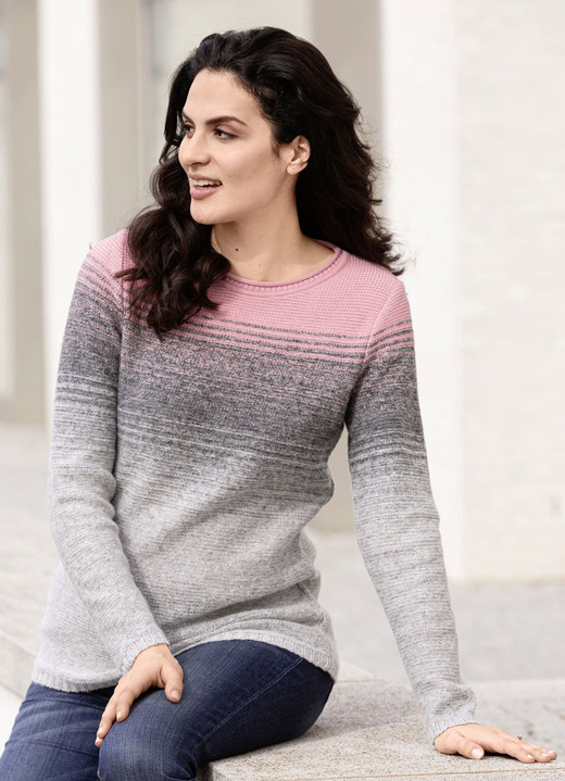 Pullover - Pullover in Garnmix, in Größe 036 bis 052, in Farbe LACHS-GRAU Ansicht 1
