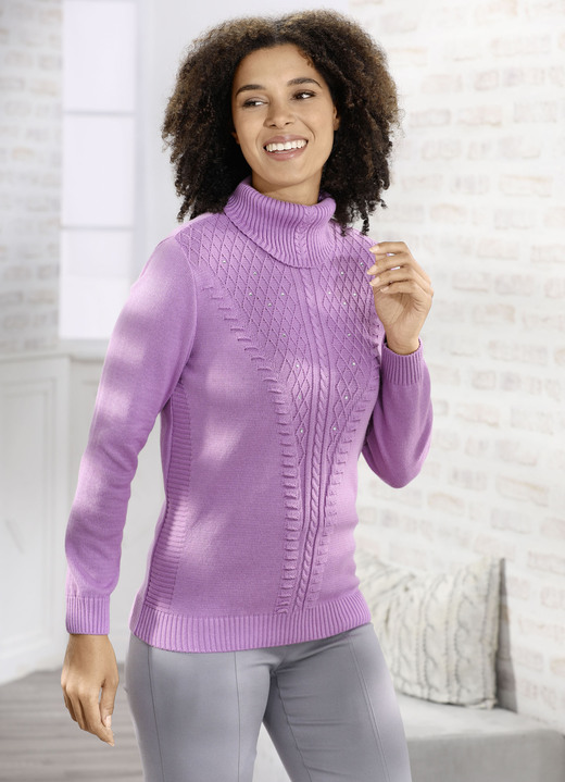 Pullover - Pullover mit Strasszier, in Größe 038 bis 054, in Farbe ROSENHOLZ