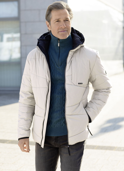 Herrenmode - Steppblouson mit Kapuze, in Größe 3XL (58) bis XXL (56), in Farbe BEIGE