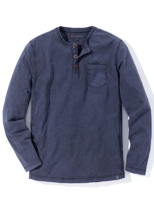 Hemden, Pullover & Shirts - Langarm-Shirt von „Paddock's“ in 3 Farben, in Größe 3XL (60) bis XXL (58), in Farbe MARINE Ansicht 1