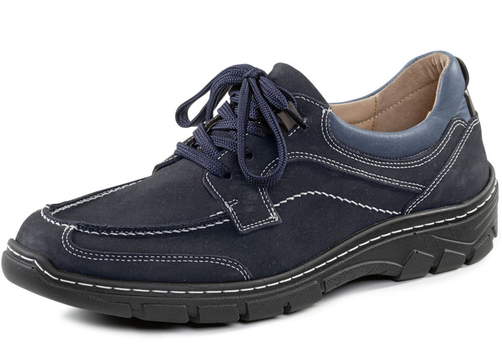 Slipper & Schnürschuhe - Schnürschuh mit Kontrast-Einsätzen Slipper & Schnürschuhe - Schnürschuh mit Kontrast-Einsätzen, in Größe 040 bis 046, in Farbe BLAU