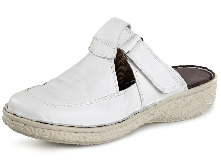 Komfortschuhe - ELENA EDEN Clog mit Zierlochung, in Größe 036 bis 043, in Farbe WEISS Ansicht 1