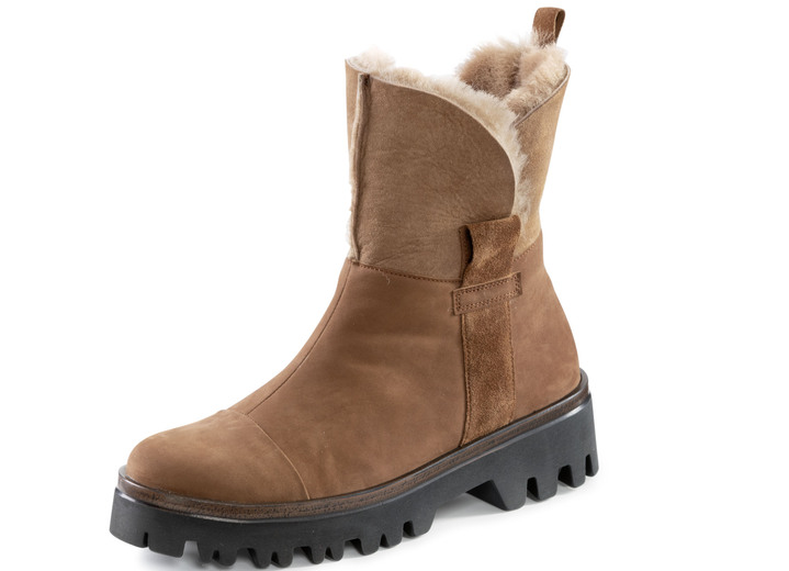 - Waldläufer Stiefelette mit kuscheligem Kragen aus Lammfell, in Größe 4 1/2 bis 9, in Farbe BRAUN Ansicht 1