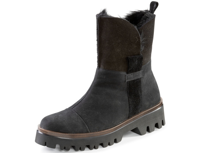 - Waldläufer Stiefelette mit kuscheligem Kragen aus Lammfell, in Größe 4 1/2 bis 9, in Farbe SCHWARZ Ansicht 1