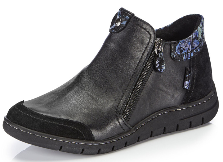 - ELENA EDEN Bootie mit blau bedruckten Besätzen, in Größe 036 bis 042, in Farbe SCHWARZ-BLAU Ansicht 1