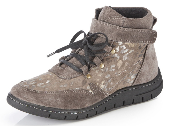 Komfortschuhe - ELENA EDEN Schnür-Bootie aus Veloursleder, in Größe 036 bis 042, in Farbe TAUPE Ansicht 1