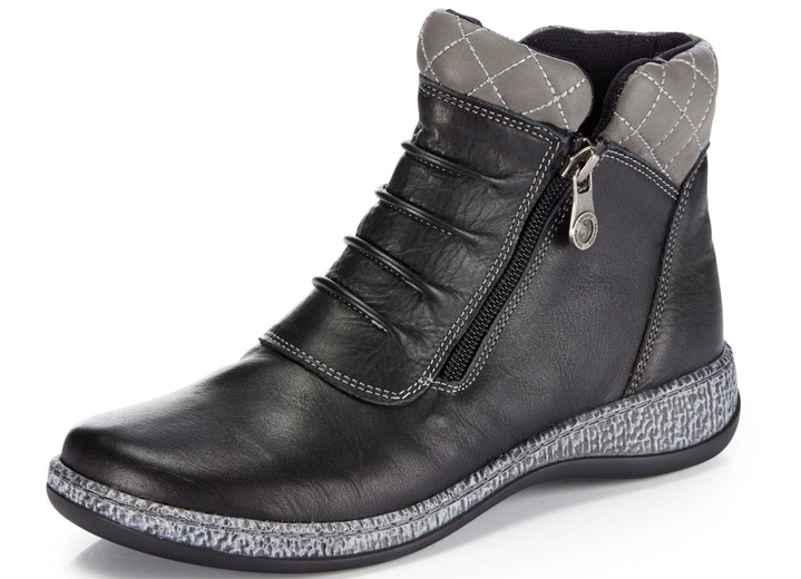 Komfortschuhe - ELENA EDEN Bootie mit pfiffiger Ziersteppung, in Größe 036 bis 042, in Farbe SCHWARZ-GRAU Ansicht 1