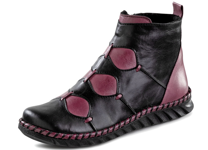 Komfortschuhe - Gemini Bootie aus dezent schattiertem Rind-Nappaleder, in Größe 036 bis 042, in Farbe SCHWARZ-BORDEAUX Ansicht 1