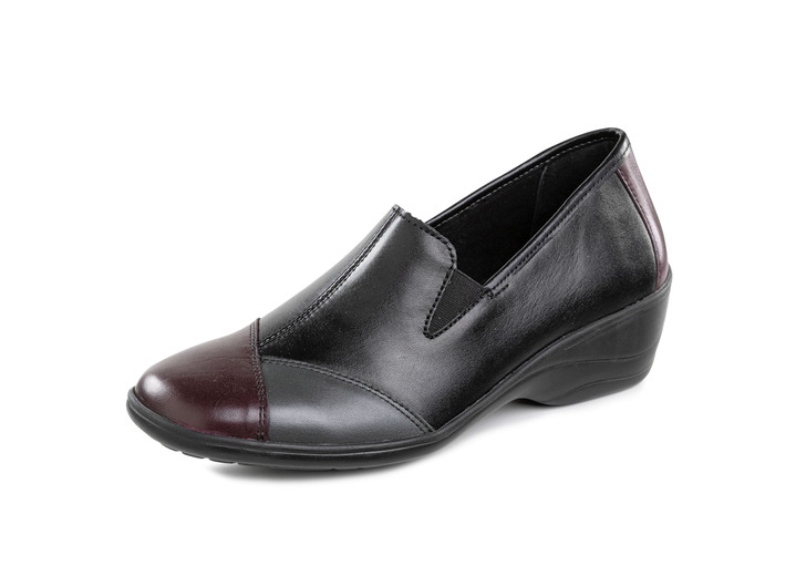 Komfortschuhe - ELENA EDEN, bequeme Damen-Slipper, Weite H, mit herausnehmbarem Fußbett, in Größe 036 bis 042, in Farbe SCHWARZ-CHIANTI-GRAU Ansicht 1