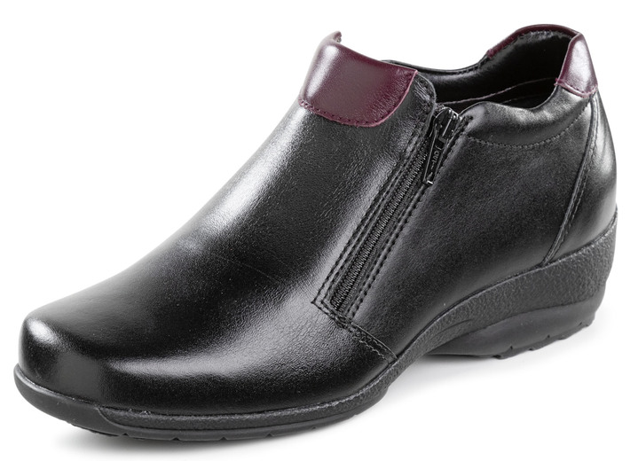 Komfortschuhe - ELENA EDEN, gefütterte Damen-Boots, Winterschuhe, Weite H, mit Lammfell, in Größe 036 bis 042, in Farbe SCHWARZ-BORDEAUX Ansicht 1