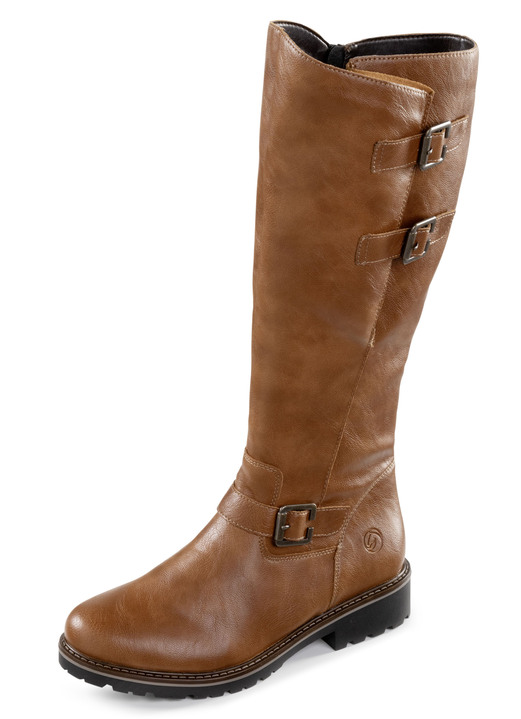 Komfortschuhe - Remonte, gefütterte Damen-Stiefel, Winterschuhe, Weite G, mit Lammfell, in Größe 036 bis 042, in Farbe COGNAC Ansicht 1