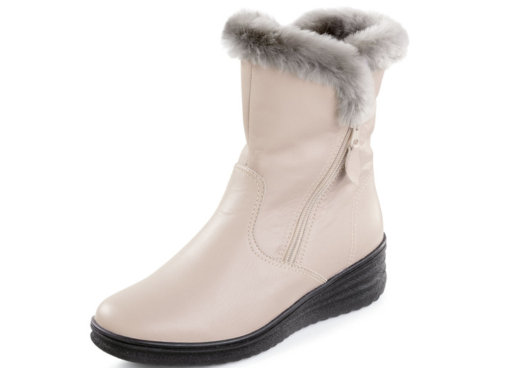 Komfortschuhe - ELENA EDEN, gefütterte Damen-Stiefeletten, Winterschuhe, Weite H, mit Lammfell , in Größe 036 bis 041, in Farbe BEIGE Ansicht 1