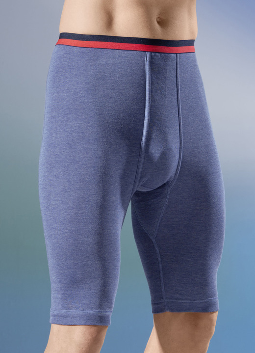 Unterwäsche - Permatherm, Zweierpack Unterhosen, knielang, Winterwäsche, in Größe 004 bis 009, in Farbe 1X JEANSBLAU MELIERT, 1X ANTHRAZIT MELIERT Ansicht 1
