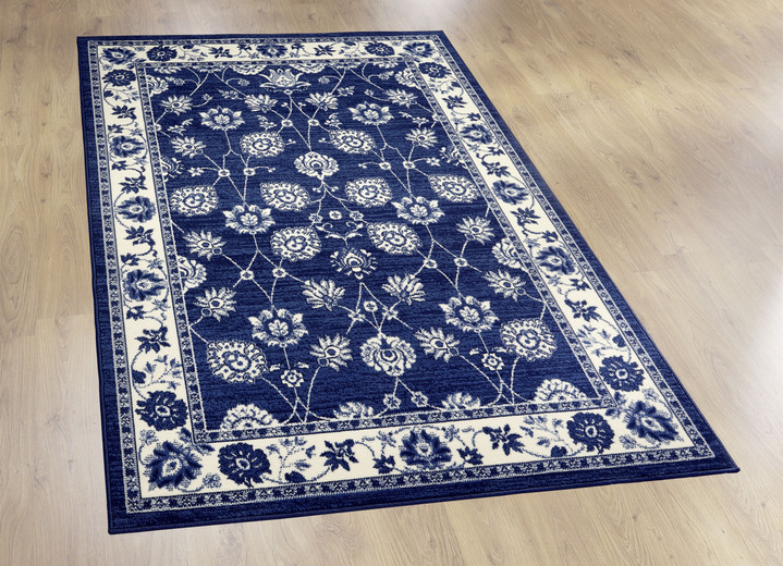 Klassisch - Brücken und Teppiche mit orientalischen Ranken- und Blütenmuster, in Größe 111 (60x110 cm) bis 288 (240x330 cm), in Farbe BLAU Ansicht 1
