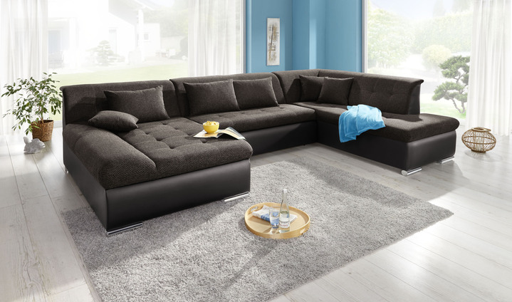 Funktions-Polstermöbel - Wohnlandschaft mit Bettfunktion, in Farbe BRAUN-BRAUN Ansicht 1