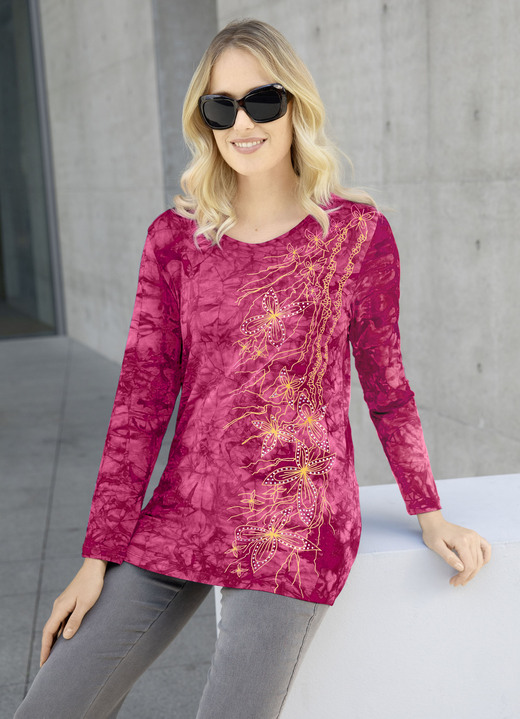 Shirts - Interessantes Shirt in Batikoptik in 3 Farben, in Größe 038 bis 054, in Farbe BORDEAUX BATIK Ansicht 1