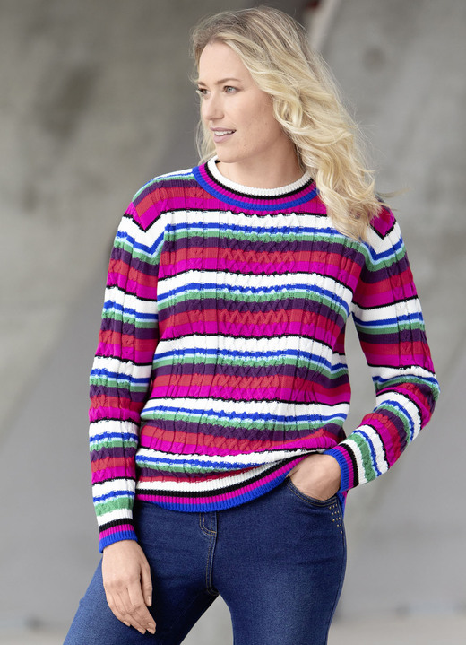 Pullover - Pullover in Strukturmix, in Größe L(44/46) bis XS(32/34), in Farbe MULTICOLOR Ansicht 1