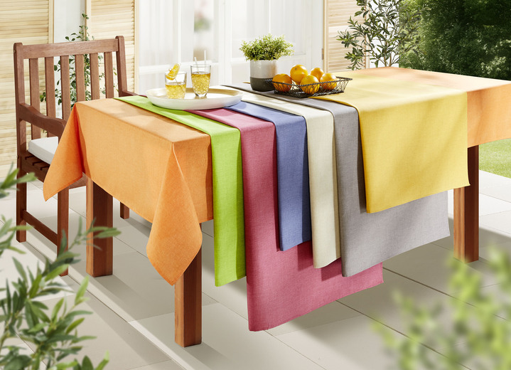 Tischdecken - Tischdecke oder Sitzkissen für den Innen- und Außenbereich mit Fleckschutz-Ausrüstung, in Größe 105 (Läufer, 40/140 cm) bis 450 (Sitzkissen, 40/40/7 cm), in Farbe BLAU Ansicht 1