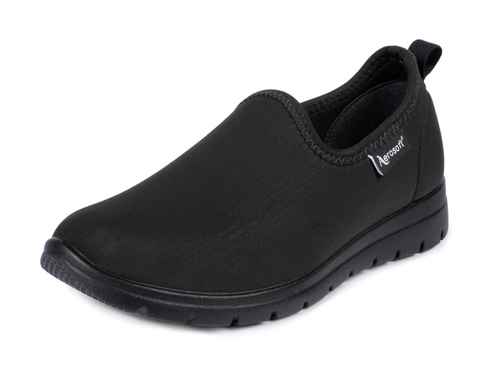 Komfortschuhe - Slipper mit elastischem Einschlupf, in Größe 036 bis 042, in Farbe SCHWARZ Ansicht 1
