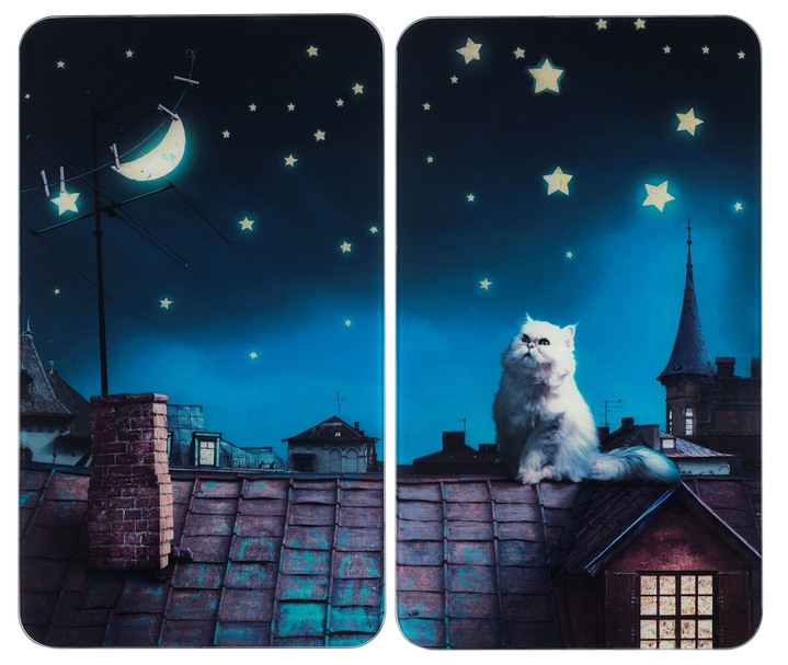Haushaltshelfer - Herdabdeckplatten mit Motiv Moon Cat, 2er-Set, in Farbe MOON CAT