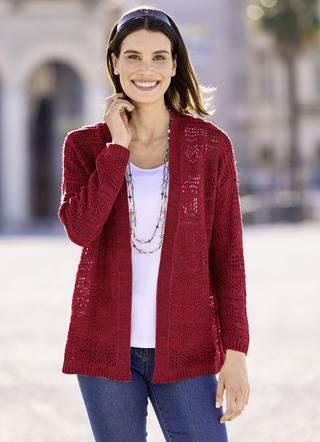 Strickjacke in feinem Netzstrick