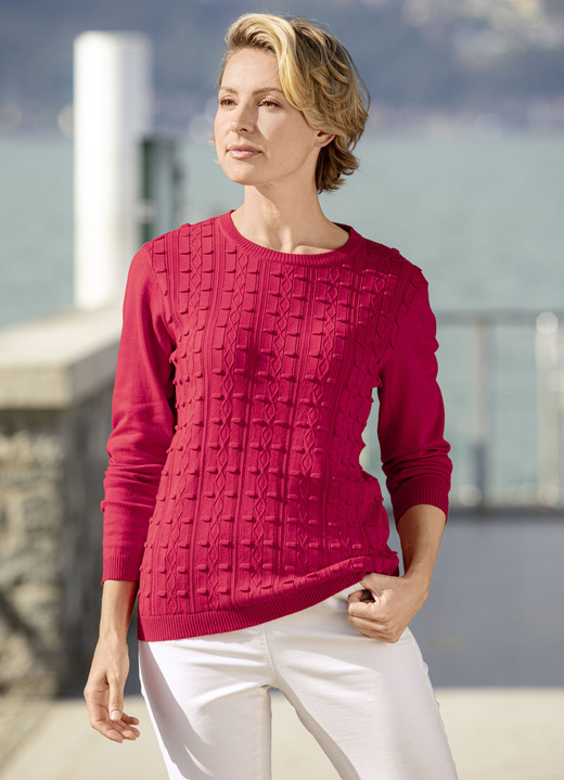 Pullover - Pullover mit streckendem Strukturmuster, in Größe 036 bis 052, in Farbe ROT Ansicht 1