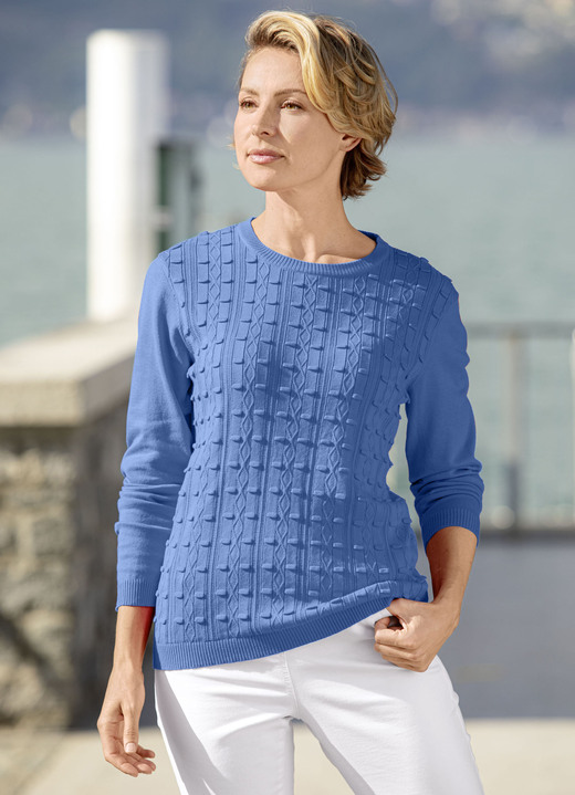 Pullover - Pullover mit streckendem Strukturmuster, in Größe 036 bis 052, in Farbe JEANSBLAU Ansicht 1