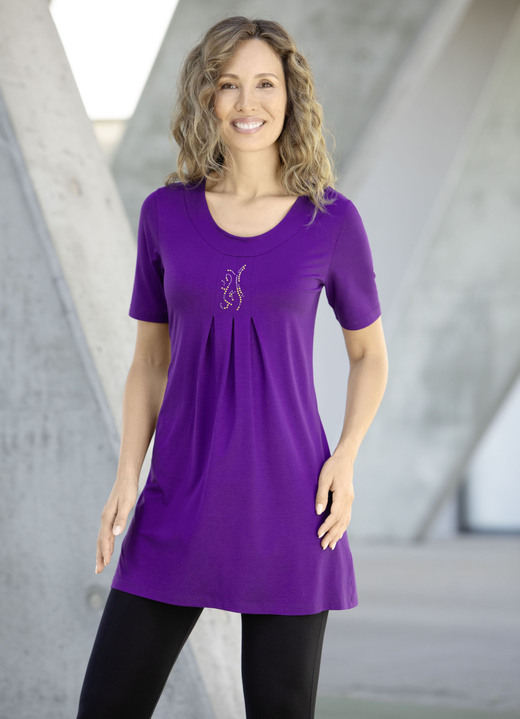 Longshirts - Geschmackvolles Longshirt in 2 Farben, in Größe 038 bis 054, in Farbe LILA Ansicht 1