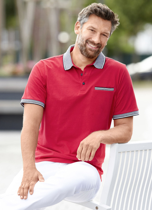 Hemden, Pullover & Shirts - Poloshirt in 3 Farben, in Größe 046 bis 062, in Farbe ROT Ansicht 1