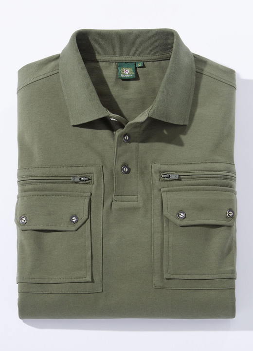Hemden, Pullover & Shirts - Poloshirt in 3 Farben, in Größe 3XL (60/62) bis XXL (56/58), in Farbe OLIV Ansicht 1