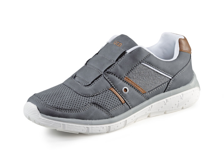 - Slipper aus Synthetik mit Textil-Einsätzen, in Größe 040 bis 046, in Farbe ANTHRAZIT-COGNAC Ansicht 1