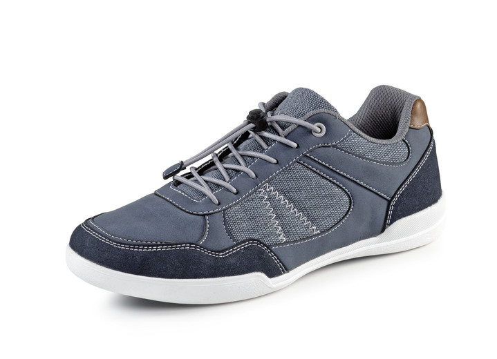 - Sneaker mit elastischem Schnellschnürsystem mit Stopper, in Größe 040 bis 047, in Farbe BLAU-COGNAC Ansicht 1