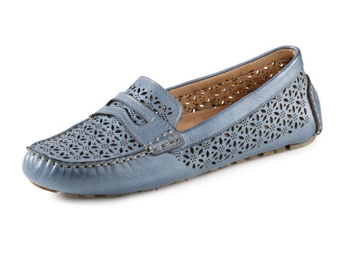 Komfortschuhe - Gemini Slipper aus schattiertem Nappaleder, in Größe 036 bis 042, in Farbe JEANS Ansicht 1