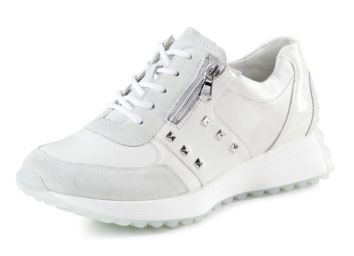 Komfortschuhe - Waldläufer Sneaker mit Nietenbesatz, in Größe 3 1/2 bis 8, in Farbe WEISS-EISGRAU Ansicht 1