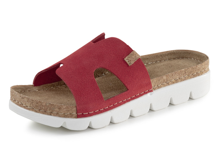 Sandaletten & Pantoletten - ELENA EDEN, sommerliche Damen-Pantoletten, aus Leder, in Größe 036 bis 042, in Farbe ROT Ansicht 1