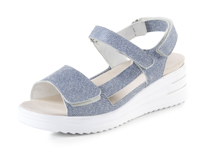 Komfortschuhe - Waldläufer Sandalette mit effektvoller Prägung, in Größe 3 1/2 bis 8, in Farbe DENIM Ansicht 1