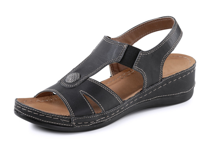 Komfortschuhe - ELENA EDEN Sandale aus Nappaleder mit Metallschmuck, in Größe 036 bis 041, in Farbe SCHWARZ Ansicht 1