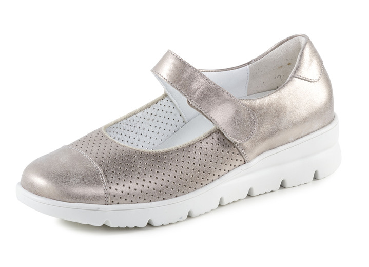 Komfortschuhe - Waldläufer Spangenschuh aus teilweise gelochtem Leder, in Größe 3 1/2 bis 8, in Farbe BRONZE Ansicht 1