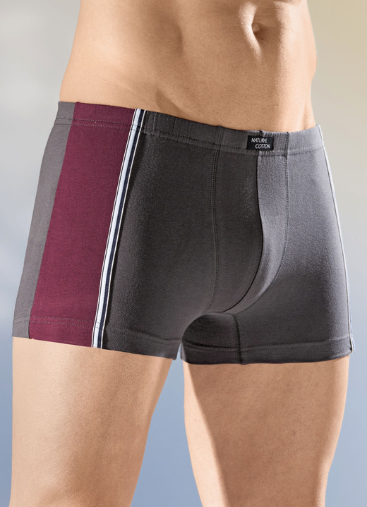 Unterwäsche - Viererpack Pants mit Dehnbund, in Größe 3XL (9) bis XXL (8), in Farbe 2X ANTHRAZIT-BORDEAUX, 2X SCHWARZ-BLAU