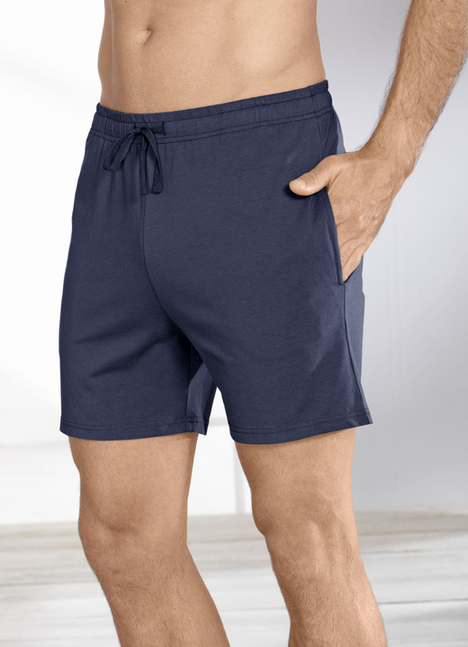 Nachtwäsche - Zweierpack Schlaf-und Freizeitshorts mit BIO-Baumwolle, in Größe 046 bis 062, in Farbe 1X SCHWARZ, 1X GRAU MELIERT Ansicht 1