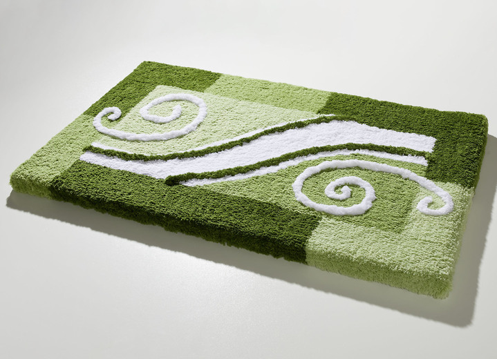 Badgarnituren - Badvorleger mit rutschhemmend beschichteter Rückseite, in Größe 100 (Vorleger halbrund, 50/ 80 cm) bis 112 (WC-Deckelbezug, 47/ 50 cm), in Farbe GRÜN Ansicht 1